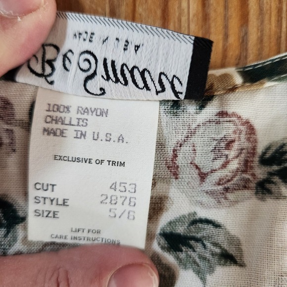 Vintage Be Smart Floral Dress Jr Size 5/6 Small Pearl Button Front 80s Milkmaid - Picture 9 of 12